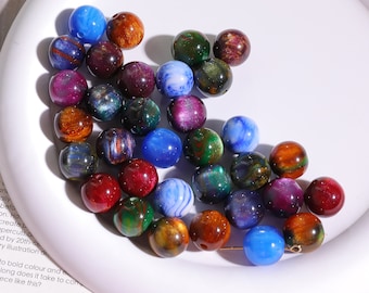 Universe Galaxy beads 10PCS,Diy Stretch Bracelet, Glitter beads,Nebula, Yoga, Gift, Space, Iridescent, Milky Way