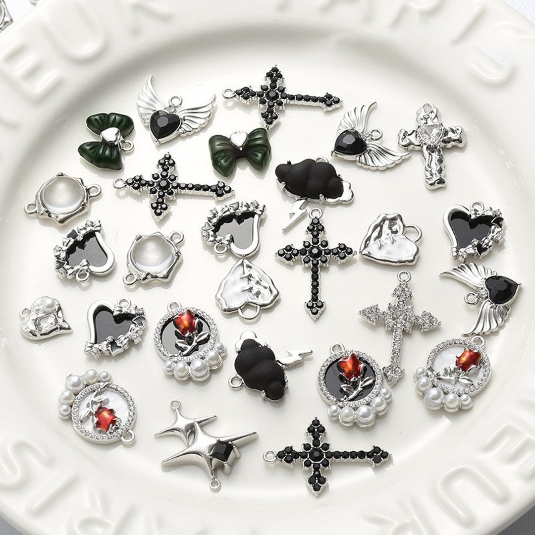 20pcs Gothic Style Moon Skull Crow Enamel Charms For DIY Jewelry Making...