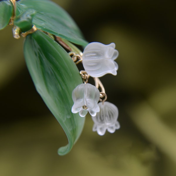 Lily of the Valley Beads，White Crystal Pendant Earring making DIY Bracelet necklace Handemade Jewelry Supplies,Bell Flower Beads.