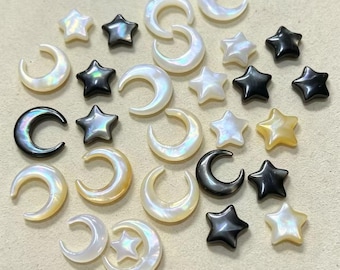 Star Moon Mother of Pearl Pendant Charm, DIY Jewelry Making Kit, Multiple Colors Available, Handmade Supplies