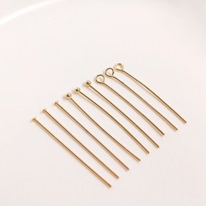 50PCS 14K Gold Plated Jewelry Pin，brass ball Pins/Eye Hole Pin/Flat Pin,20-50mm Jewelry Pin