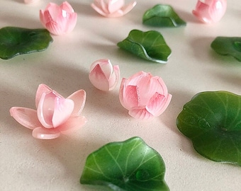 2PCS lotus flower -Acrylic Flower Charm for Jewelry Making -Diy Earring bracelet necklace hairpin Jewelry Findings Craft Supplies