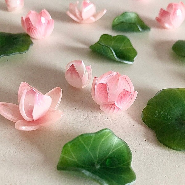 2PCS lotus flower -Acrylic Flower Charm for Jewelry Making -Diy Earring bracelet necklace hairpin Jewelry Findings Craft Supplies