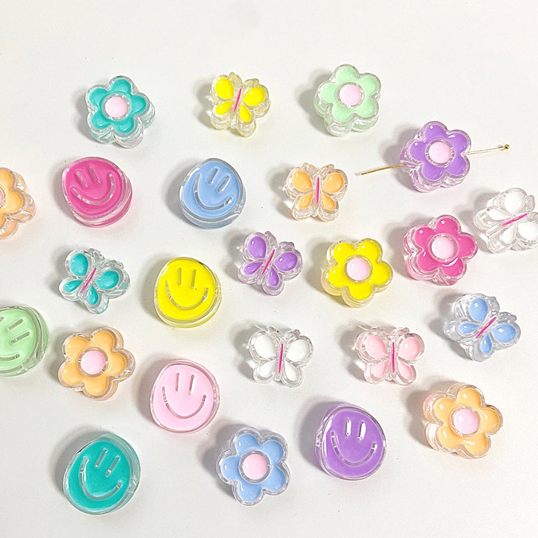 10pcs Colourful Acrylic Beads , Jewelry Making DIY Bracelets Jewelry Making,flower Acrylic Beads