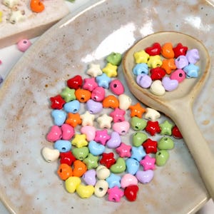 Tiny Heart and Star beads,Colorful beads ,Stars Cute Beads Charms Bracelets Jewelry Making Supply Multicolour Stars Beads DIY Supply