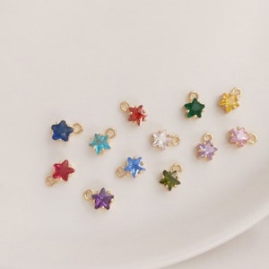 14K Birthstone charm,Add On birthstone crystals,birthstone,crystal star charm,birthstone gift, birthstone charms,birth stone