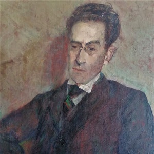 Olieverfschilderij ongeïdentificeerd kunstenaarsportret van een heer 1915-1920 - Inclusief gratis verzending