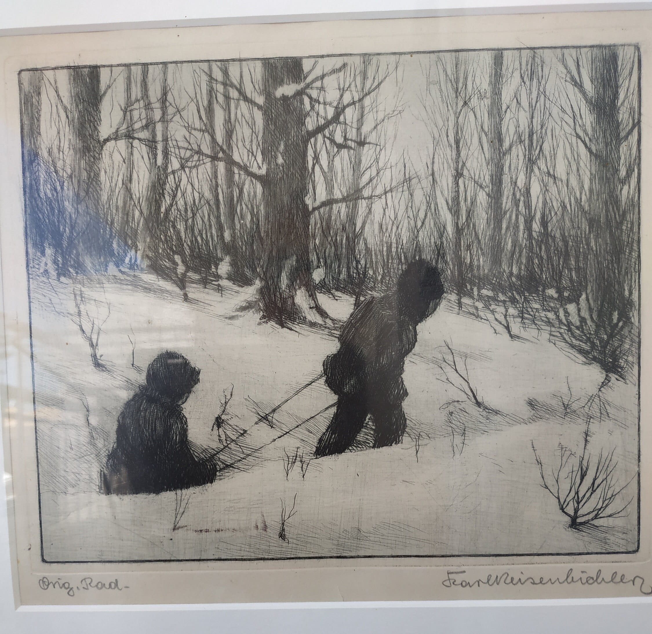 Karl Reisenbichler (1885-1962) Engraving Children in the Snow - Etsy