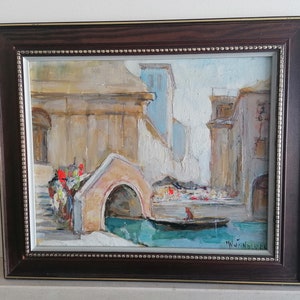 Knut Norman Sweden (1896 - 1977) Pintura al óleo sobre lienzo Escena de canal de Venecia - Envío gratuito incluido