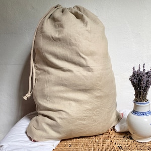 Wäschebeutel Wäsche Aufbewahrung Wäschesammler Wäschesack Landhausstil Geschenk praktisch Haushalt Geschenk nützlich Leinen Beutel