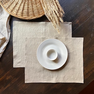 Tischset Platzset Platzdeckchen Set, Tischset Leinen Geschenk Landhaus Bauernhaus, Tisch Set Natur, Tischset Tischsets Platzsets Stoff beige
