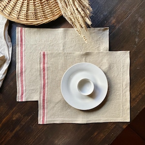 Tischset Platzset Platzdeckchen Set, Tischset Leinen Geschenk Landhaus Bauernhaus Tisch Set Natur, Tischset Tischsets Platzsets Stoff beige