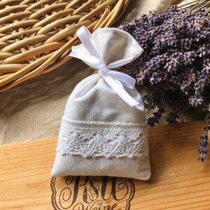 Lavendelsäckchen aus Baumwolle Duftsäckchen für den Kleiderschrank 2er Set Lavendelsäckchen Mottenschutz Weiße Spitze Landhausstil 1 Lavendelsäckchen
