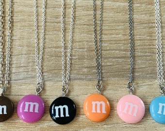 m&m's Necklace, Chocolate candy charm Necklaces