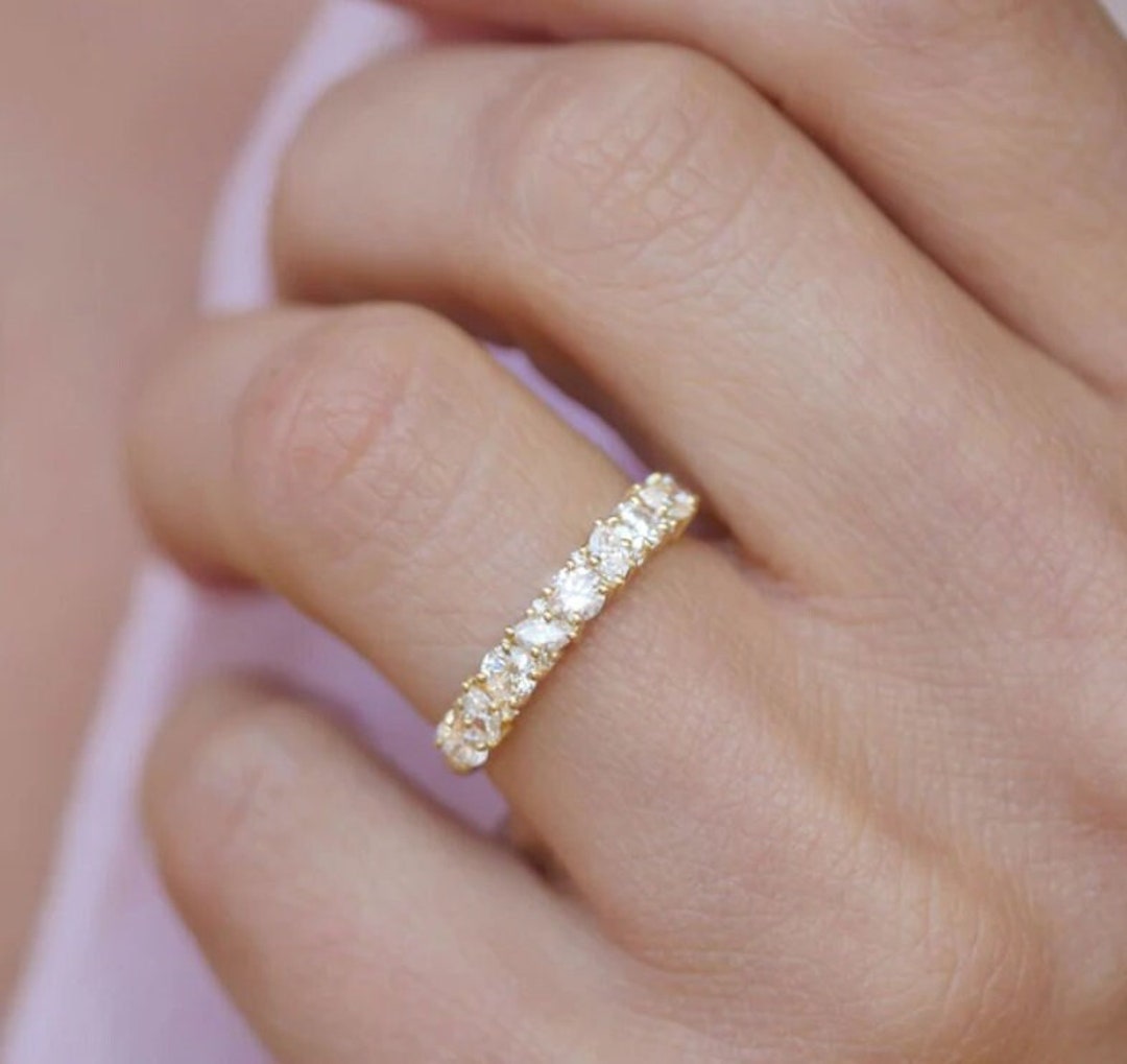 Confetti Band 14k Solid Yellow Gold Marquise Diamond Etsy