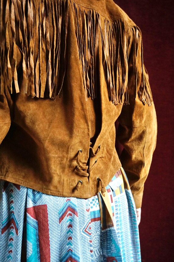 Vintage Suede Leather Fringe jacket - Brown - Cow… - image 8