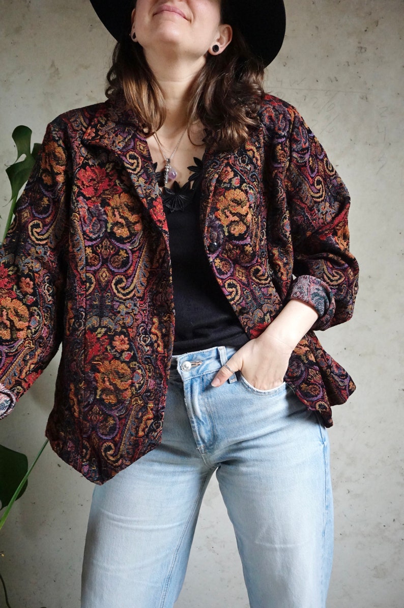 Vintage gewebter Blazer Bunt Boho Blazer L Bild 2