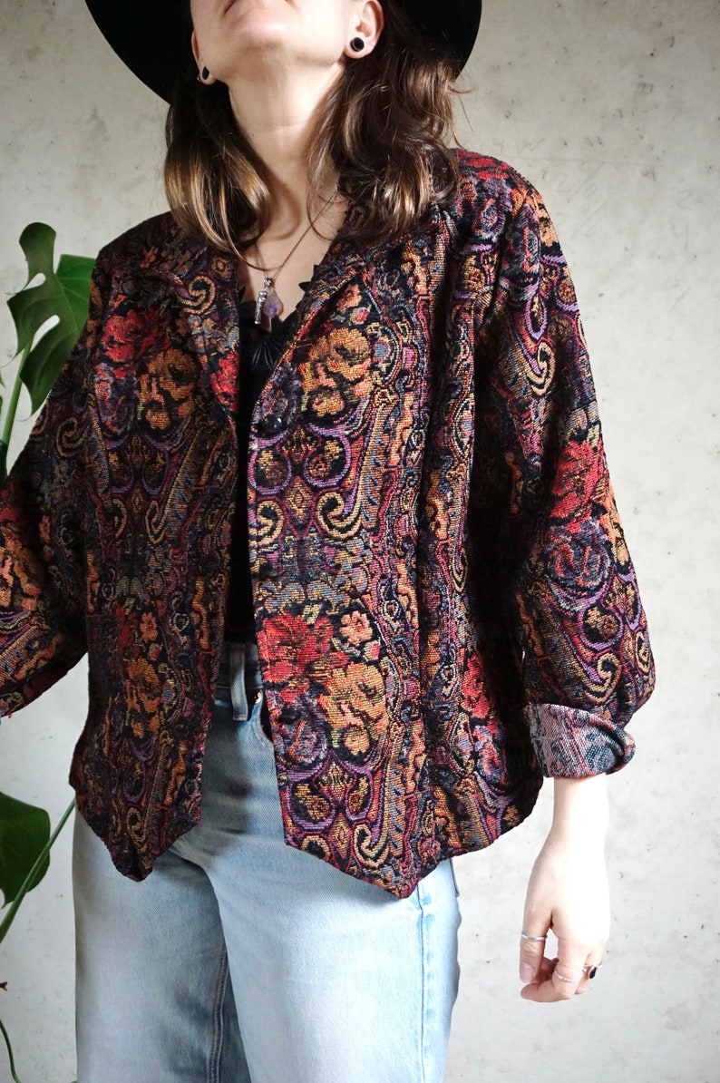 Vintage gewebter Blazer Bunt Boho Blazer L Bild 9