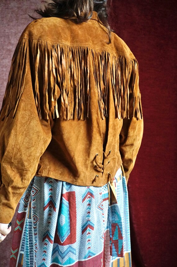 Vintage Suede Leather Fringe jacket - Brown - Cow… - image 6