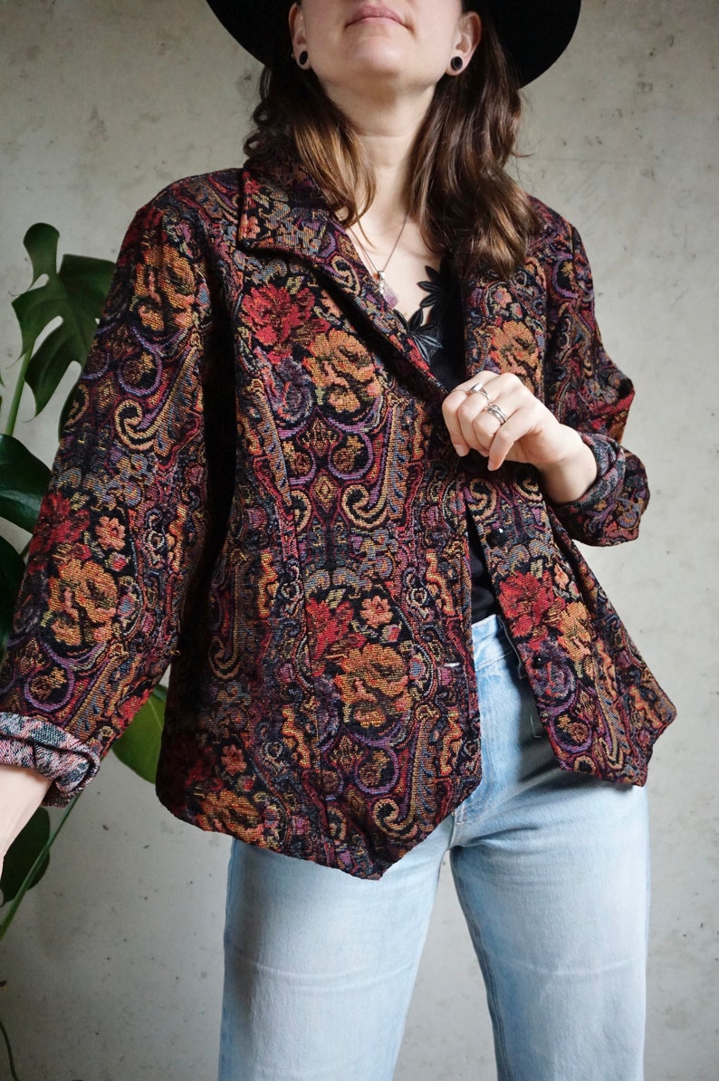 Vintage gewebter Blazer Bunt Boho Blazer L Bild 8