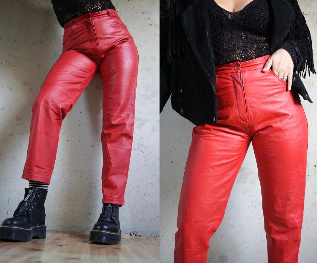 Red Pants Leather Etsy Singapore