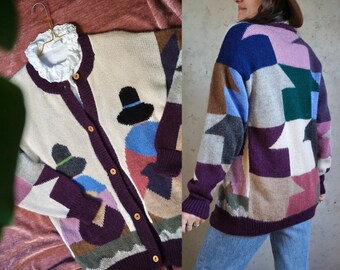 Vintage handmade cardigan - Alpaca Wool - M