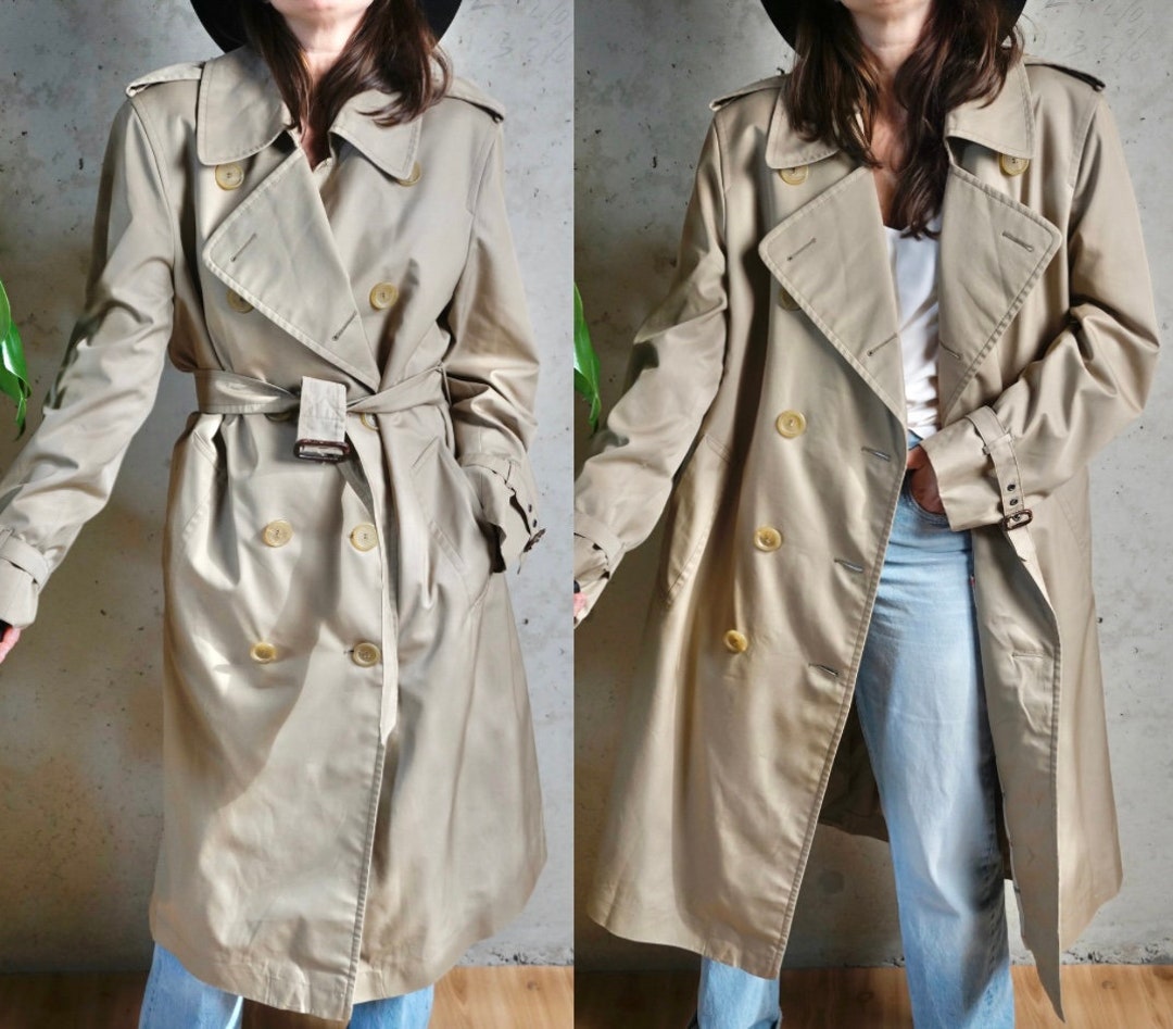 Vintage Lord & Taylor Checkered Brown Trench Coat main image 0