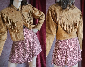 Vintage Vegan Suede Fringe jacket - Western / Cowboy style - M