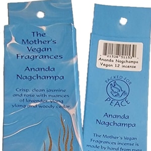 Mother&#39;s India Fragrances - Ananda VEGAN Incense 12 Stick Packet 10&quot;