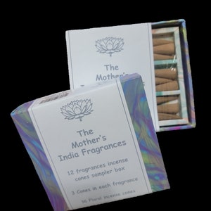 Mother&#39;s India Fragrances - 12 Fragrance Cone NagChampa Box Sampler (3 Cones Each)