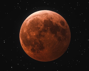 Total Lunar Eclipse Print – Blood Moon March 2025 – Night Sky Wall Art ...