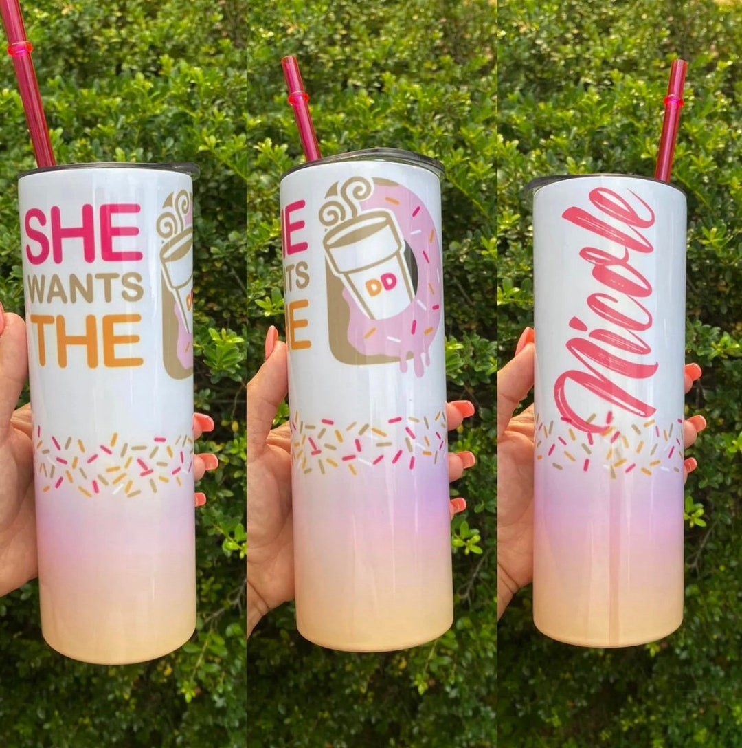 Dunkin Sublimation Tumbler Custom Tumbler Dunkin Tumbler Etsy