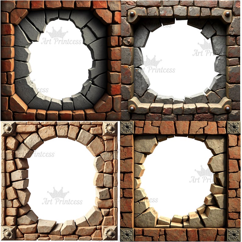 Grunge Wall Crack Hole 3d Effect Border Frame PNG Cracked Breakthrough ...