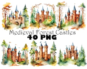 Watercolor Gothic Castle Clipart Dilapidated British Castle Digital Download Watercolor Castle Landscape Castles PNG Rococo Stone Castle PNG