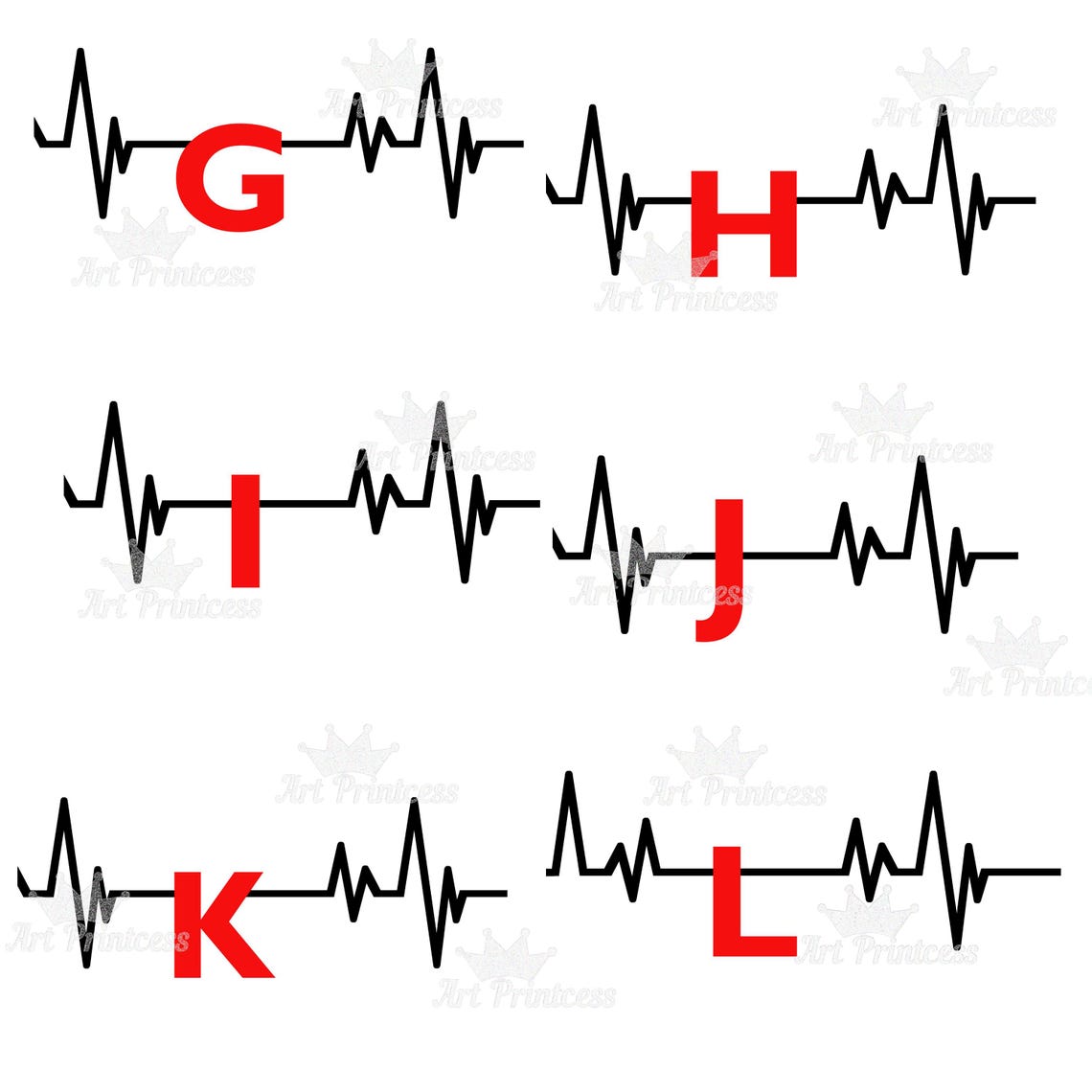 Heartbeat Alphabet PNG Clipart Personalizable Name EKG Letters Medical ...