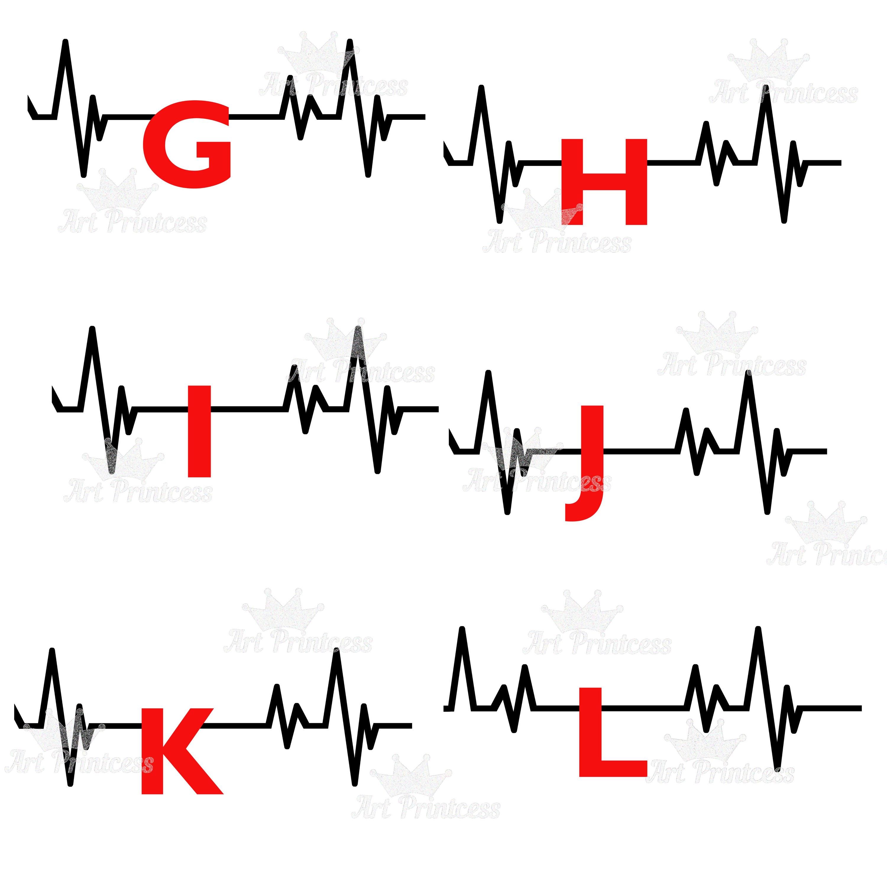 Heartbeat Alphabet PNG Clipart Personalizable Name EKG Letters Medical ...