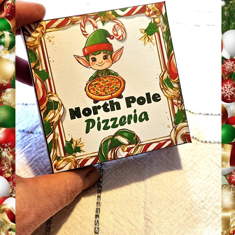 Mini Christmas Pizza Box Printable Template North Pole Mini Pizza Box