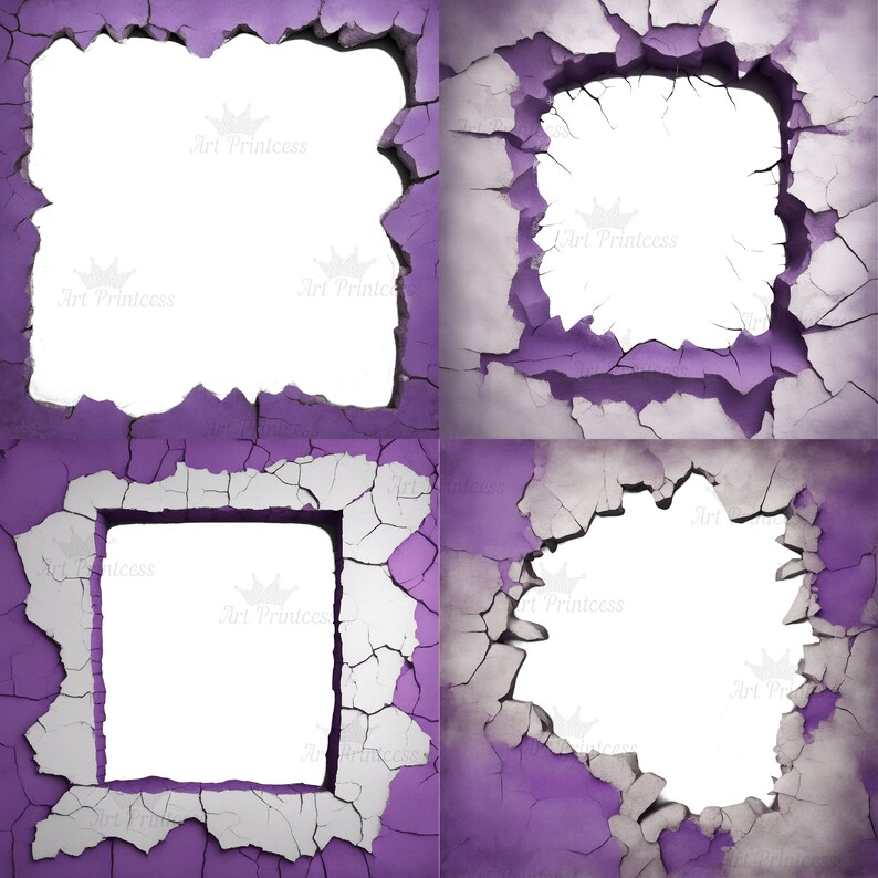 Grunge Wall Crack Hole 3d Effect Border Frame PNG Cracked Breakthrough ...