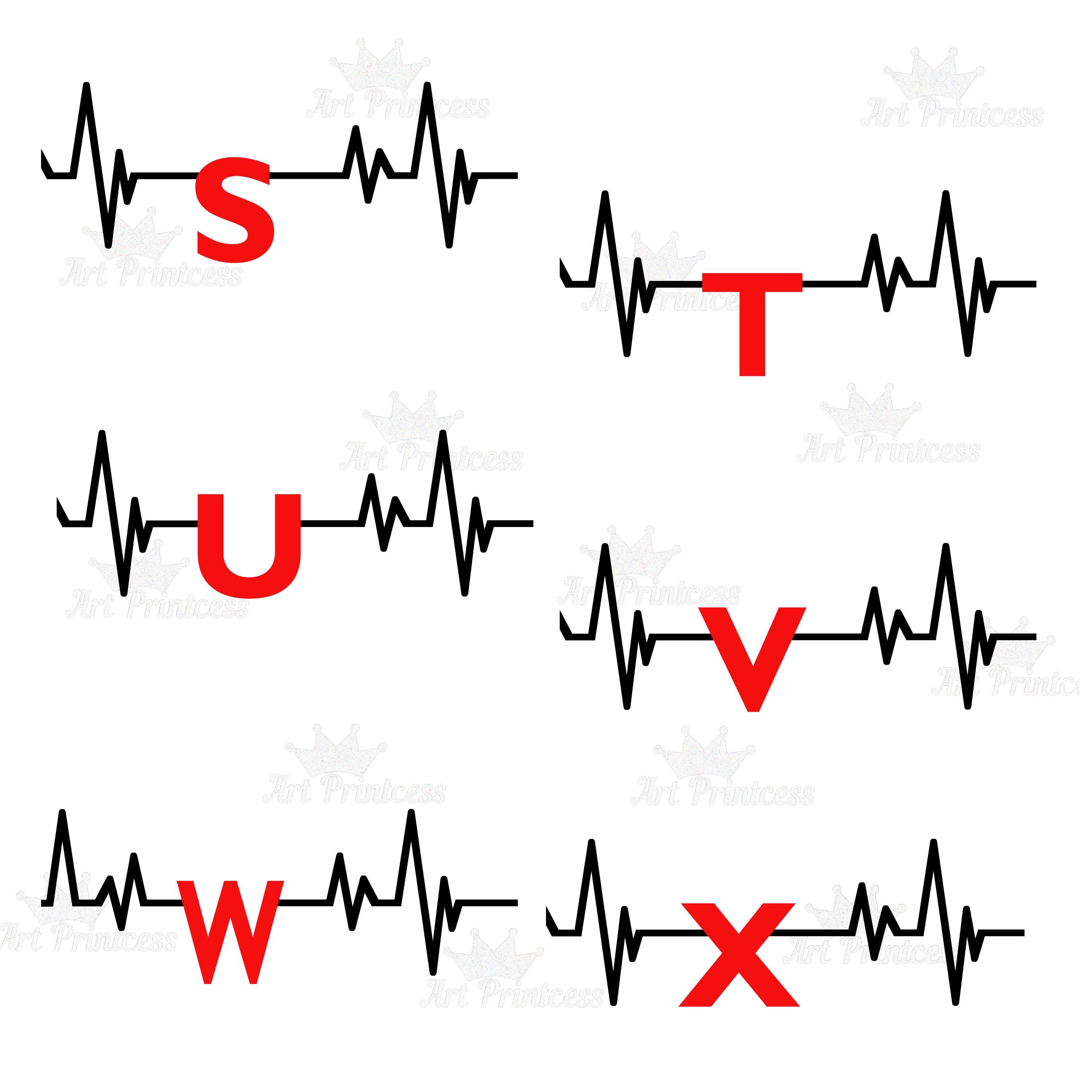 Heartbeat Alphabet PNG Clipart Personalizable Name EKG Letters Medical ...
