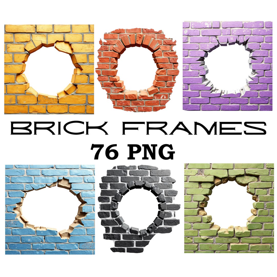 Grunge Cracked Brick Wall Crack Hole 3D Effect Border Frame PNG Clipart ...