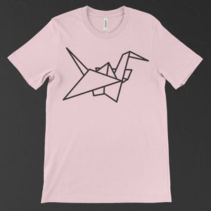 Origami Crane T-Shirt, Folded Paper Bird Graphic Tee, Geometric Crane Shirt