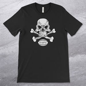 Rugby Skull and Cross Bones Unisex Tee, Rugby Skull T-Shirt