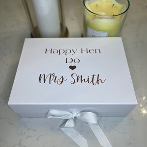 Luxury Happy Hen Do Gift Box - personalise gift box for Special Occassion, Birthday, Wedding, Hen Do, Bride to Be, Miss to Mrs