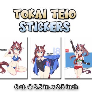 6 klistermärken multipack - Aktivkläder Anime Flickor - Monarch Teio - Hästflicka Uma