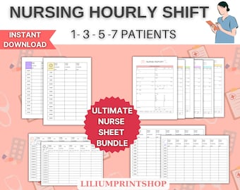 Patientsjuksköterskerapportpaket, sjuksköterskehjärna, patientlogg, patientbedömning, 1 patientmedicinskt arbete, dag- eller nattskift, A4 PDF