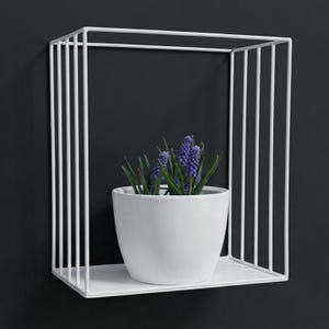 Pflanzregal, Wandregal für Pflanzen und Deko – industriell, Loft, Stahl, weiß, hängend – Regal für Blumen, für Wohnzimmer, Büro