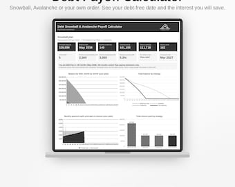 Debt Snowball and Avalanche Calculator, Excel and Google Sheets, Debt Payoff Planner, Canadian Mortgage