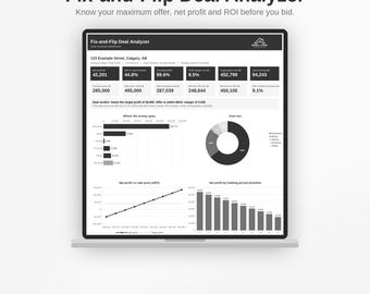 Fix-and-Flip Deal Analyzer, Excel and Google Sheets, Rehab Budget, MAO and ROI