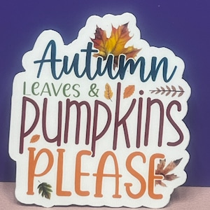 Feuilles d'automne et citrouilles s'il vous plaît. Sticker, aimant ou sticker pour voiture