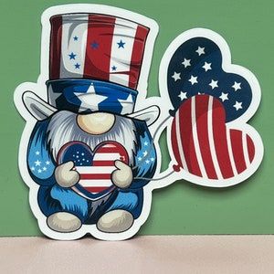 Gnome patriotique. Joyeux 4 juillet - Sticker ou aimant